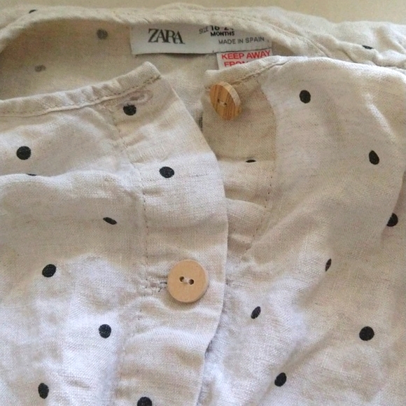 ZARA LINEN POLKA DOT CHILDRENS TOP AND PANTS SET - Picture 6 of 7